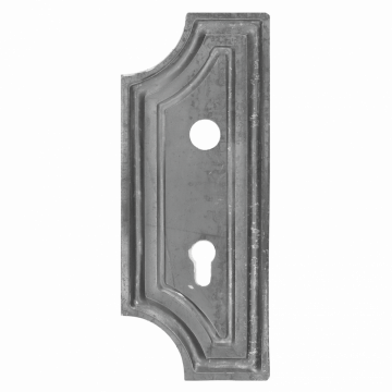 DOPRODEJ! Štítek s otvory na dveře-kovaný 280x112x3mm, rozteč 90mm, díra ø22 mm, levý