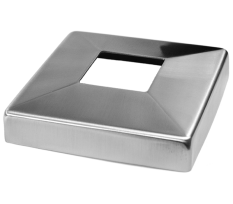 Kryt spodní příruby (108x108 / 25x1,5 mm), otvor: 40,5x40,5 mm, na profil 40x40 mm, broušená nerez K320 / AISI304