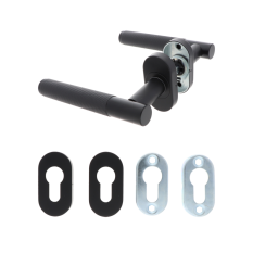 Klika s vroubkovaným madlem, včetně rozety, AL/AISI 304