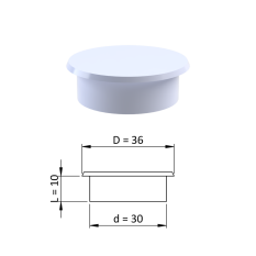 Vnitřní krytka kulatá ø 36 mm, otvor ø 30 mm, bílá, plast
