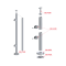 Nerezový sloup, vrchní kotvení, výplň: sklo, levý, vrch pevný (ø42,4x2 mm), broušená nerez K320 / AISI304