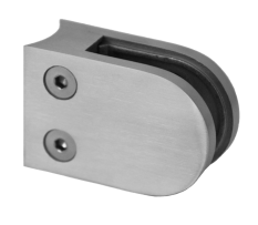 Svorka skla na trubku ø 42,4 mm (63x45x27 mm), broušená nerez K320 / AISI304, balení neobsahuje gumičky na sklo