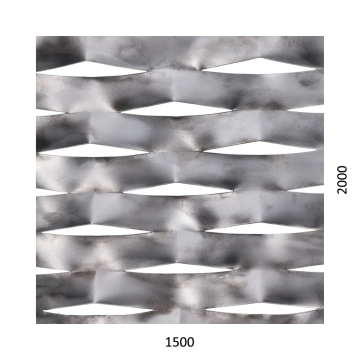 Tahokov Fe kosočtvercová oka: 114x53 mm, můstek: 24 mm (1500x2000x1,5 mm)