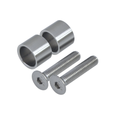 Přechod na vymezení vzdálenosti mezi sloupem (plochý) a kotevní deskou, ø 20x2,0 mm /L:15 mm, vnitřní šroub: M8x40 mm, broušená nerez K320 / AISI304, bal: 2ks