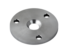 Kotevní deska (80x6 mm) na dřevěný sloup, otvor: ø 25/13 mm, broušená nerez K320 / AISI304