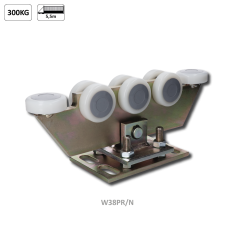 Vozík regulovatelný pro C-profil 70x70x4 mm, polyamidová kolečka 8 ks, žlutý zinek, pro bránu do 300 kg otvor do 5,5 m