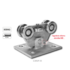 Vozík PICCOLO (67x67 mm) pro brány do 300 kg/4,5 m, AISI 304