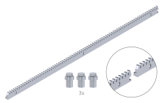 Hřeben kovový 30 x 8 mm, L-1000 mm, M4, 3x úchyt+šrouby, pozinkovaný se zámkem