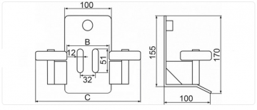 Dojezdová kapsa pro samonosnou bránu s C profilem 70x70x4 mm / 80x80x5 mm