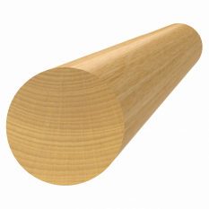 Dřevěný profil kulatý (ø 42mm /L:2000mm), materiál: buk, broušený povrch bez nátěru, balení: PVC fólie
