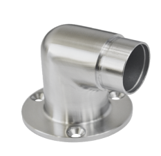 Spojka rohová 90° na trubku ø 42,4 mm s uchycením na stěnu, nerez broušená K320 / AISI304