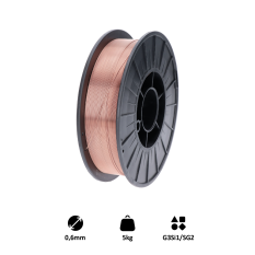 Drát svařovací ø 0,6mm-MIG/MAG(CO2), G3Si1/SG2 pro svařování oceli, plastová cívka, 5kg