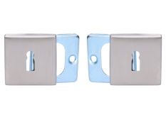 Čtvercová rozeta na dózickou vložku (53x53mm), bal.: 1 pár, broušená nerez K320 /AISI304, spodní část pozink