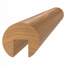 Dřevěný profil (ø42mm /L:3000mm) s drážkou 17x20mm, materiál: dub, broušený povrch bez nátěru, balení: PVC fólie, necinkovaný materiál
