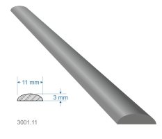 Pásovina oblá D, 11 x 3 x 3000 mm, měkká, cena za KUS (3m)