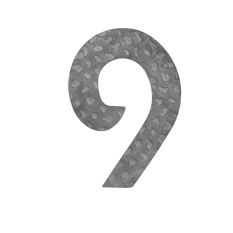 Číslo domovní 9, 120x80x3mm zdobené, bez povrchové úpravy