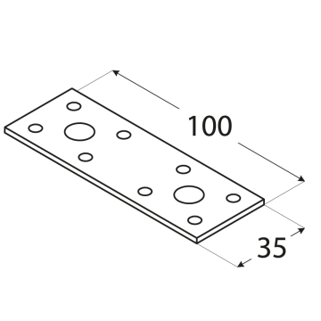 Plochá spojka 100x35mm, 2,5mm pozink, počet děr o průměru 5mm-8ks, 11mm-2ks