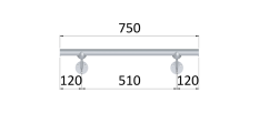 Led madlo 750mm /broušená nerez K320 /AISI304 (set: 2ks úchyt, madlo ø 42.4mm s ukončením a hliníkový profil na led pás)