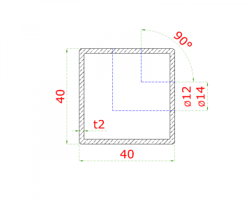 Nerezový sloup, vrchní kotvení, 6 děrový rohový, vrch pevný (40x40mm), broušená nerez K320 /AISI304