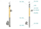 Dřevěný sloup, boční kotvení, výplň: sklo, pravý, vrch nastavitelný (ø 42mm), materiál: buk, broušený povrch bez nátěru