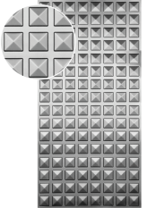 Plech pozinkovaný 2000x1000x1,2 mm, lisovaný vzor ČTVEREC 95x95 mm, 3D efekt. Skutečný rozměr +/- 0,5%