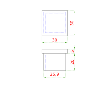 Ukončení na jekl 30x30x2.0mm, broušená nerez K320 / AISI304