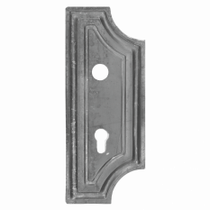 DOPRODEJ: Štítek s otvory na dveře-kovaný 280x112x3mm, rozteč 90mm, díra ø22 mm, pravý