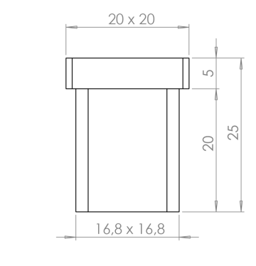 Ukončení na jekl 20x20x1,5 mm, broušená nerez K320 / AISI304