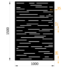 Designová kovová výplň, laserem vypálený vzor 8311, rozměr 1000x1500x2,0 mm +/- 0,5%, bez povrchové úpravy, perforace 15%