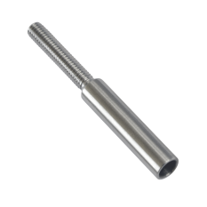 Úchyt (lepící) pro ocelové lanko ø6 mm s vnějším závitem M6 x 30 mm, (ø9 mm / L: 70 mm), broušená nerez K320 / AISI304, použít lepidlo MD-GEL454/20