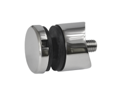Svorka bodová (ø 30 mm / M8) na sklo 6-12 mm na trubku ø 42,4 mm, leštěná nerez / AISI304, balení obsahuje gumičky na sklo