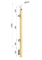 Dřevěný sloup, boční kotvení, výplň: sklo, koncový, levý, vrch nastavitelný (40x40mm), materiál: buk, broušený povrch bez nátěru