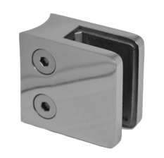 Svorka skla / plechu na trubku ø 42,4 mm (45x45x26 mm), leštěná nerez / AISI304, balení neobsahuje gumičky na sklo