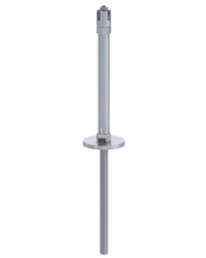 Příruba (středová) na fasádní lankovou zeď, odsazení 200 mm, se dvěma otvory na lanko ø5 mm, nerez AISI 304