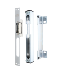 Set - dorazová kazeta pravá/lavá EZK310 (260x30x30 mm) + elektrický zámek EZD332 s lištou vhodná pro rozteč zámku 90mm i 72mm
