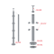 Nerezový sloup, vrchní kotvení, 4 řadový, rohový: 90°, vrch pevný (ø42,4x2 mm), broušená nerez K320 / AISI304