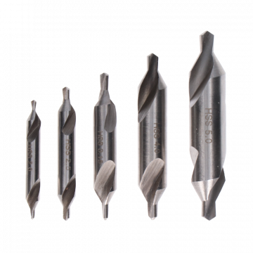 Sada 6KS středících HSS vrtáků do kovu se záhlubníkem, oboustranné vrtáky , průměr vrtáků ø1.0 - 2.0 - 2.5 - 3.15 - 4.0 - 5 mm