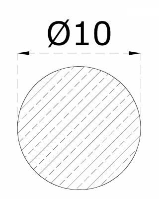 Tyč kruhová ø 10mm, cena za 1ks(1m) kartáčovaná nerez /AISI304 - Délka: 1m