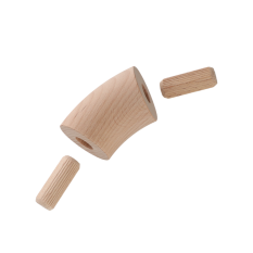 Dřevěný spojovací oblouk (ø 42 mm / 45°), materiál: buk, broušený povrch bez nátěru