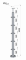 Nerezový sloup, vrchní kotvení, 5 řadový rohový: 90°, vrch pevný (ø 42,4x2 mm), leštěná nerez K600 / AISI304