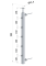 Nerezový sloup na francouzský balkón, boční kotvení, 5 řadový, pravý, vrch pevný, (40x40x2.0 mm), broušená nerez K320 /AISI304