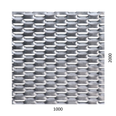 Poškozený tahokov Fe, 1000 x 1500 x 1,5 mm, oko 47 x 18 mm