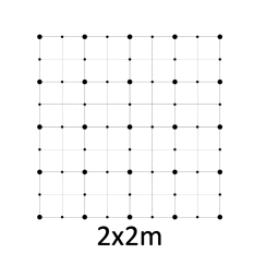 Montážní sada pro zelenou stěnu - nerez, rozměr 2x2m. Set obsahuje: EB1-GW01 (25ks), PVC-LA4 (36ks), EB2-LA4 (45m), EB1-GWS4 (40ks)