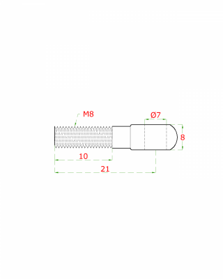 úchyt pre držiak lanka (M8 x 21mm), brúsená nerez K320 /AISI304 DIN444