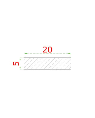 Nerezová tyč plochá 20x5mm, cena za 1ks (6m) broušená nerez K320 /AISI304