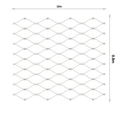 Nerezová lanková síť, 0,8x10 m (šxd), oko 50x50 mm, průměr lanka 2 mm, AISI316