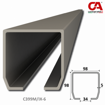 C profil MEDIO 98x98x5 Combi Arialdo nerezový pre samonosný systém, nerez bez povrchovej úpravy /AISI304 - 6m (tolerance +/-5mm)