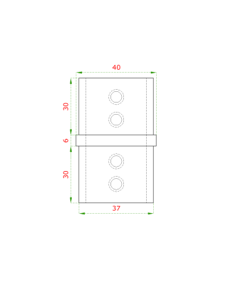 Přechod - přímý (40x40x1,5 mm) na madlo EB1-JHM40, lepený spoj, broušená nerez K320 / AISI304