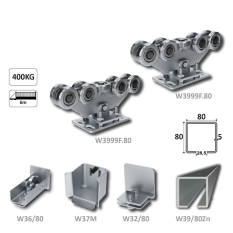 Samonosný systém 80x80x5mm posuvné brány do 400kg/6m otvor (W39/80Zn 6m pozinkovaný profil, 1x W-SET809F)