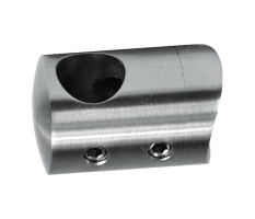 Držák tyče ø 12 mm (koncový-pravý) na trubku ø 42,4 mm (30x22 mm), broušená nerez K320 / AISI304